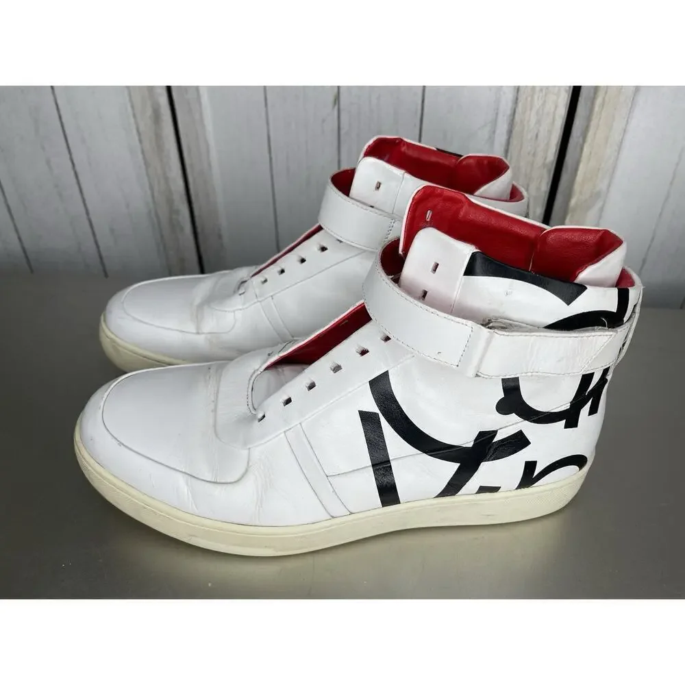 Calvin Klein Sneakers Navin Nappa Logo High Top White Black Size 10.5